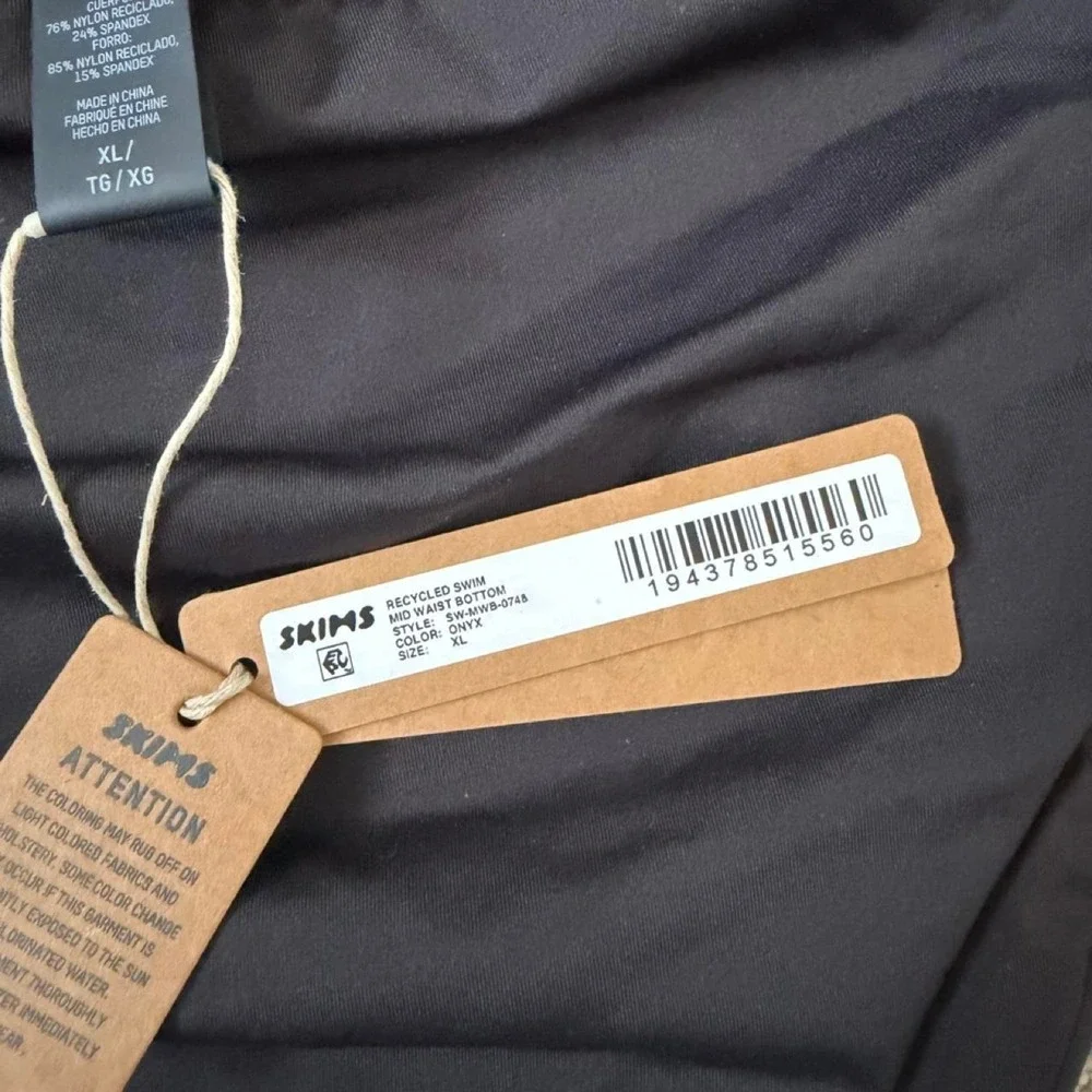 SKIMS Recycled Swim Mid Waist Bottoms Onyx XL NWT